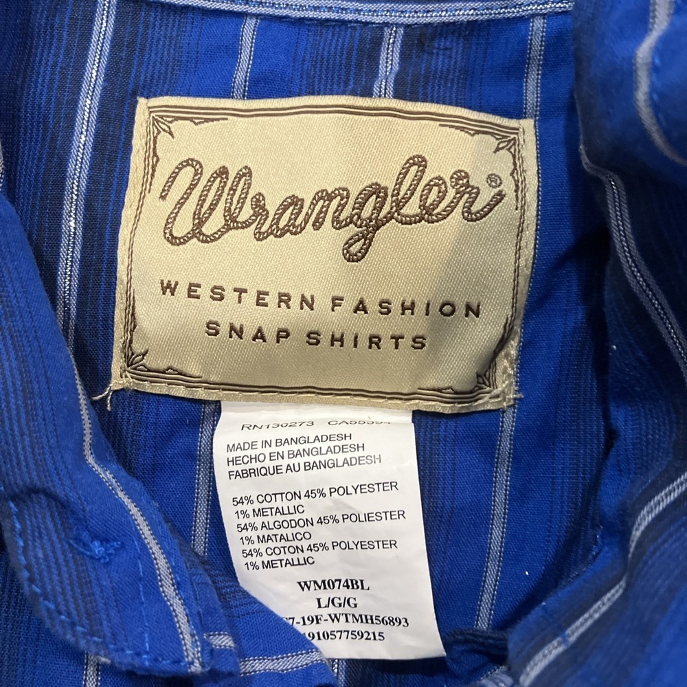 Wrangler Western Pearl Snap Shirt L Blue - Picture 6 of 6